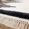 Ivory Cream Fringe Shaggy Rug Scandi Living Room Rugs Geometric Bedroom Rug Mats