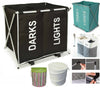 Laundry Basket Aluminium Frame Folding Double Hamper Washing Storage Sorter Bin