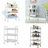 3/4/5 Tier Mesh Rolling Cart Trolley Storage Rack Kitchen Serving Trolley