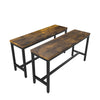 Industrial Dining Table Set 3 Rustic Metal Furniture Vintage Kitchen Bench/Chair