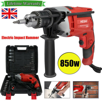 850w Electric Impact Hammer Drill Variable Speed -Wood /Concrete/ & Bit Set