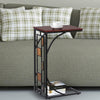 C Shaped Side Table Snack Coffee End Table for Living Room, Slides Up to Sofa