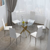 2/4/6 Seaters Dining Glass Table & High Backrest White Chairs Dinner Set Kitchen