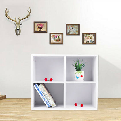 4 Cube Wood Bookcase Corner Cabinet Storage Rack Bookshelf Display Cupboard Unit