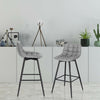 2x Barstool Breakfast stool Metal+leather Counter Bar Chair Faux Bar Stool grey