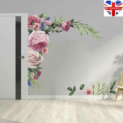 Wall Sticker Peony Rose Flower Wall Decal Nursery Home Sticker Decor Art Mural