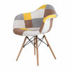 Set of 2 Dining Chairs Patchwork Fabric Tub Lounge Armchair Padded Wooden Legs