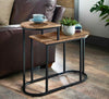 NEW 2Tier Side Table Modern Sofa Side Coffee table Living Room Rustic Oak Finish