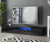 Black 200cm TV Stand Cabinet Matt Gloss Doors with LED Light for 65" 70" 80" TVs