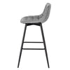 2x Barstool Breakfast stool Metal+leather Counter Bar Chair Faux Bar Stool grey