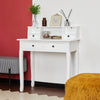 Dressing Table Wood Vanity Makeup Desk with 4 Storage Drawers and Shelves White