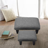 FABRIC BUTTONED WOOD FOOTSTOOL LINEN FOOT REST STOOLS BENCH SMALL - LARGE POUFFE