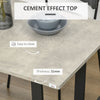 Modern Rectangular Dining Table with Steel Base for 4 People, Light Grey