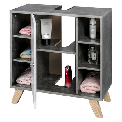 Bathroom Sink Storage Cabinet Under Free Standing With Shelves Furniture Grey
