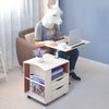 Wooden Extendable Lift Top Bedside Table Rolling Nightstand With Storage Drawers