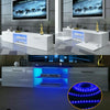 62.99" Modern TV Unit Cabinet TV Stand - Matt Body & High Gloss Doors LED Light