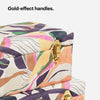 Storage Trunks Set of 2 Chests Abstract Tropical Print Velvet Gold Case