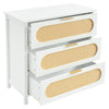 Chest of Drawers 3 Rattan Drawers White Storage Cabinet Home Bedroom Furniture