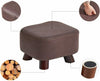 Wooden Footstools Ottoman Leather Foot Stool Rectangle Footrest Padded