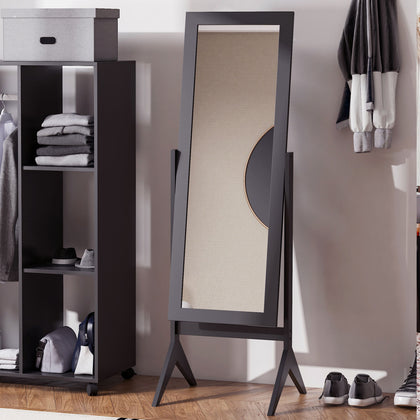 HOMCOM Freestanding Dressing Mirror 148x47cm Adjustable Angle Dark Brown Frame