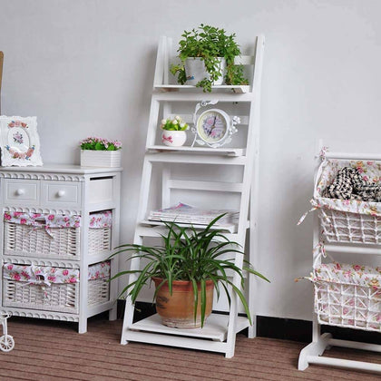 Plant Flower Pot Shelf Stand Bookcase Leaning Garden Storage Rack Display Ladder
