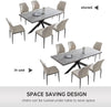 MDF Dining Table and PU Leather Chairs Set Middle Butterfly Extension Leaf Table