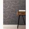 FRACTAL GEOMETRIC MARBLE WALLPAPER CHARCOAL GREY & COPPER - FINE DECOR FD42266