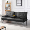 Faux Leather Sofa Bed 3 Seater Cup Holder Click Clack Recliner Settee Couch Sofa