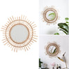 Rattan Large Round Wall Mounted Mirror Bohemian Bamboo Wicker Hanging Mirror