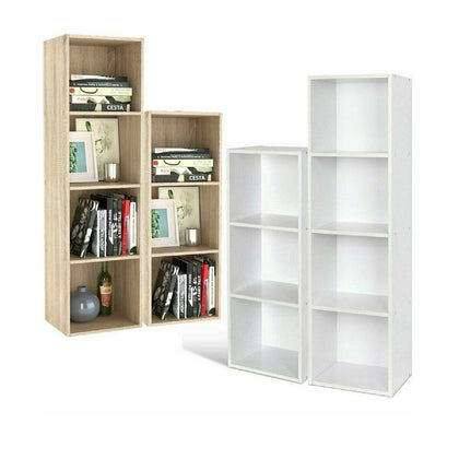 3/4Tier Wooden Bookcase Shelving Display Cube Organizer Shelf Home Storage Unit