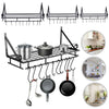 Kitchen Hanging Pot Pan Rack Wall Utensils Storage Shelf Saucepan Holder Hooks