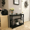 2 Tier X-Design Console Table Hallway Side Table Bookshelf Entryway Table Black