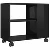 Side Table with Castors Chipboard Sofa Shelf Display End High Gloss Black
