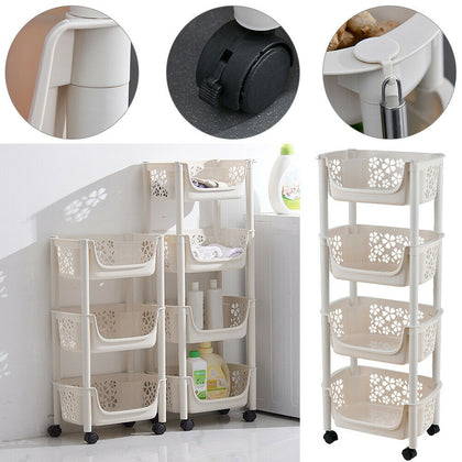 Kitchen Storage Trolley Basket Rack Fruit Vegetable Holder Tidy Organiser Shelf