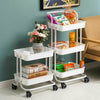 3 Tier Kitchen Trolley Cart Handle Slim Rolling Wheel Storage Basket Rack Salon