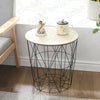 Yami Home Office Metal Wire Round Coffee Side Table Wooden Top Storage Basket