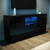 TV Cabinet Stand High Gloss Black LED Light Entertainment Unit 135cm