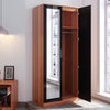 2 Door Double Wardrobe Storage Black Walnut Full Mirrored High Gloss Furniture