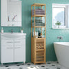 Bathroom Tall Storage Cabinet with 3 Tiers Bamboo Shelving Uint Free Standing