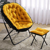 Folding Moon Armchair with Footstool Foldable Single Sofa Chair Cushioned Seat