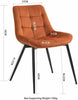 Sigtua 2pc Vintage Velvet Dining Chairs Solid Metal Leg Kitchen Soft Padded Seat