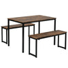 3-Piece Dining Table and Bench Set 4-Person Space-Saving Dinette for Kitchen UK