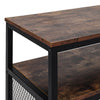 Industrial Table TV Stand Cabinet w/ Storage & 2 Shelves Metal Frame Living Room