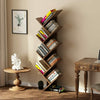 9-Tier Tree Bookshelf Unique Space Saving Spine Bookcase Display Storage Rack