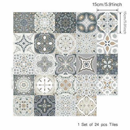 Moroccan Style Tile Wall Stickers Kitchen Bathroom Self-Adhesive Mosaic 15x15cm