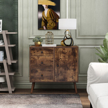 Industrial Kitchen Storage Buffet Cabinet Sideboard with 3 Drawers & Door Wooden