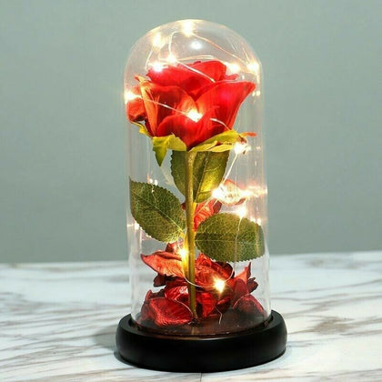 Light-Up Glass Red Rose Wedding Birthday Christmas Gift For Her Him GF BF Wife