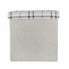 Folding Storage Ottoman Linen Look Plaid Check Fabric Stool Footstool Toy Box