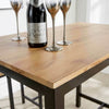 Kitchen Dining Breakfast Bar Set Wooden Table Black Metal Frame with 4 Barstools