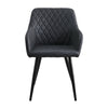 2 Pcs Dining Chairs With Armrests Velvet / PU Cushions Diamond Pattern Backrests